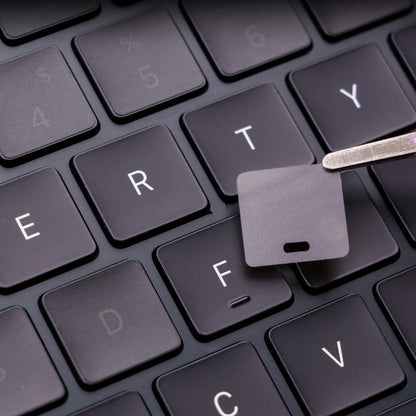 MacBook keyboard skin lifestyle shot premium desk — Barekey